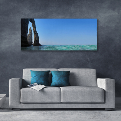 Canvas Wall art Rock sea landscape grey blue