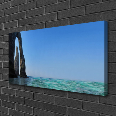 Canvas Wall art Rock sea landscape grey blue