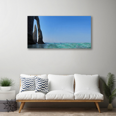 Canvas Wall art Rock sea landscape grey blue