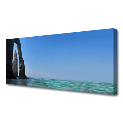 Canvas Wall art Rock sea landscape grey blue