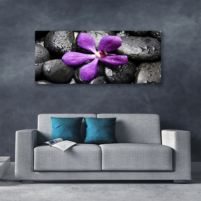 Canvas Wall art Flower stones art pink black