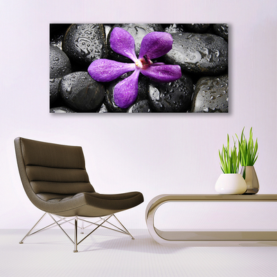 Canvas Wall art Flower stones art pink black