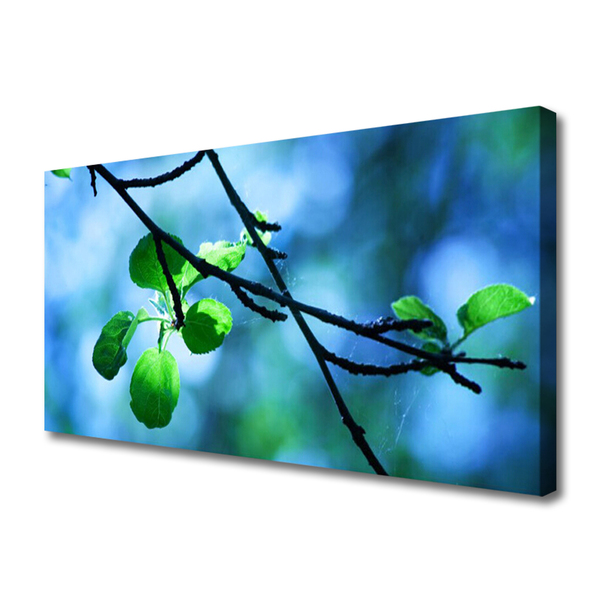 Canvas Wall art Branch leaves floral black green