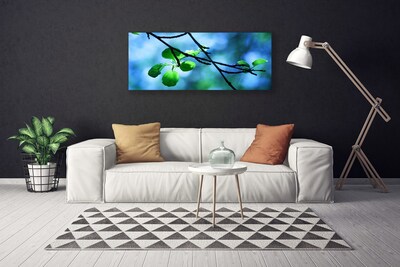 Canvas Wall art Branch leaves floral black green