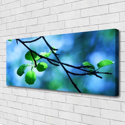 Canvas Wall art Branch leaves floral black green