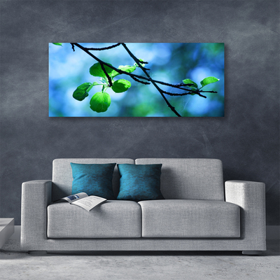 Canvas Wall art Branch leaves floral black green