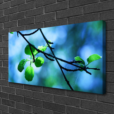 Canvas Wall art Branch leaves floral black green