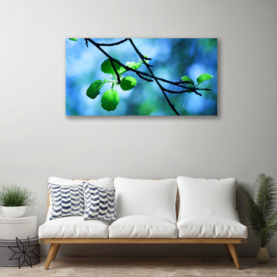 Canvas Wall art Branch leaves floral black green