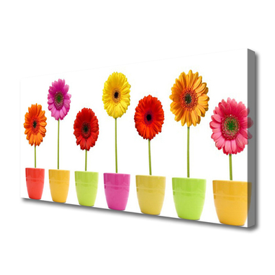 Canvas Wall art Flowers floral orange pink red yellow