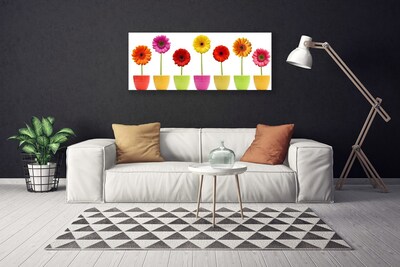 Canvas Wall art Flowers floral orange pink red yellow