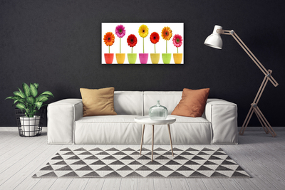 Canvas Wall art Flowers floral orange pink red yellow