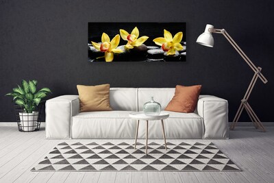 Canvas Wall art Flower stones floral green black