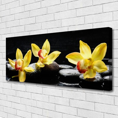 Canvas Wall art Flower stones floral green black