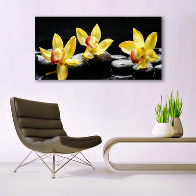 Canvas Wall art Flower stones floral green black