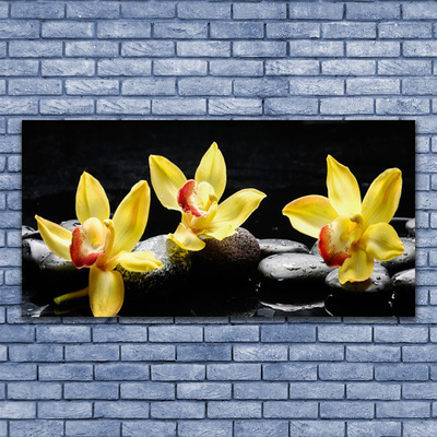 Canvas Wall art Flower stones floral green black