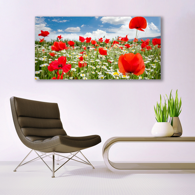 Canvas Wall art Meadow flowers nature red white green