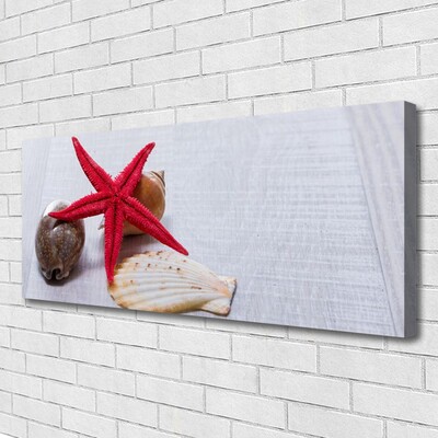 Canvas Wall art Starfish shell art red beige brown grey