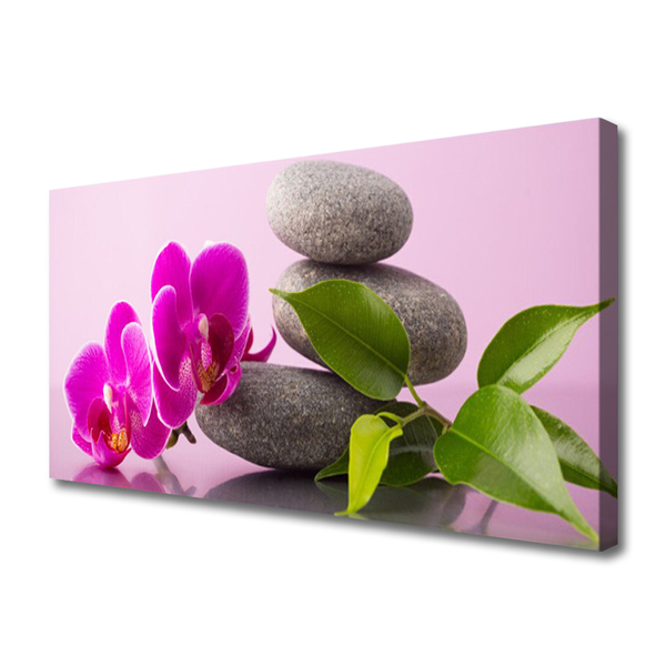 Canvas Wall art Flower stones floral pink grey