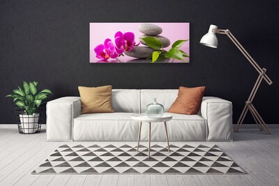 Canvas Wall art Flower stones floral pink grey