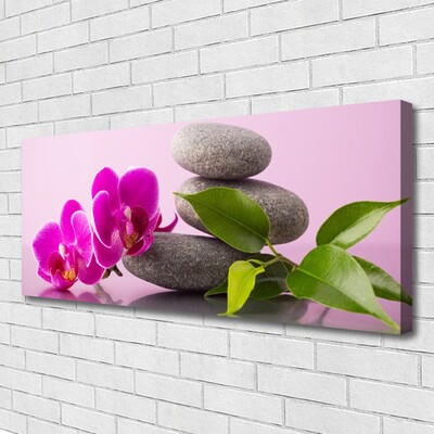 Canvas Wall art Flower stones floral pink grey