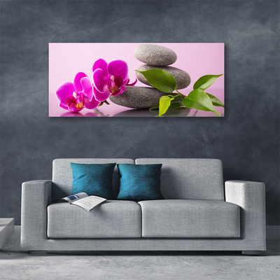 Canvas Wall art Flower stones floral pink grey