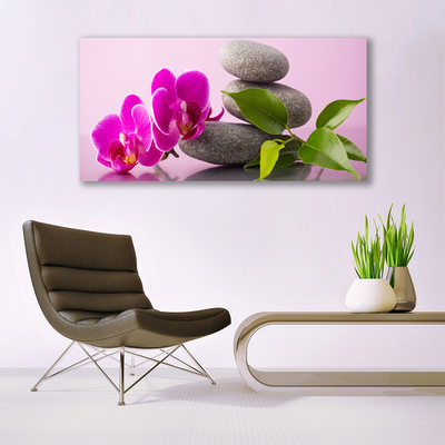 Canvas Wall art Flower stones floral pink grey