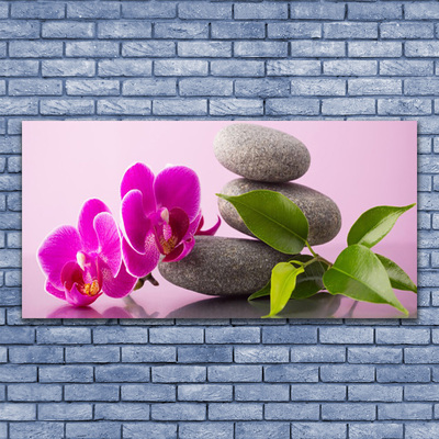 Canvas Wall art Flower stones floral pink grey