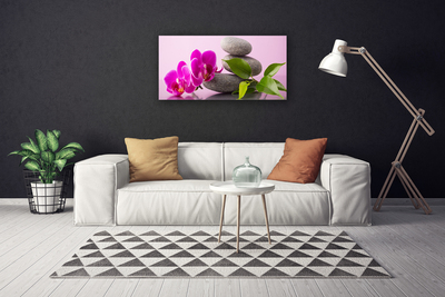 Canvas Wall art Flower stones floral pink grey