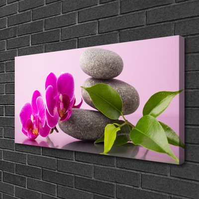 Canvas Wall art Flower stones floral pink grey