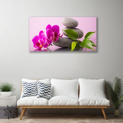 Canvas Wall art Flower stones floral pink grey