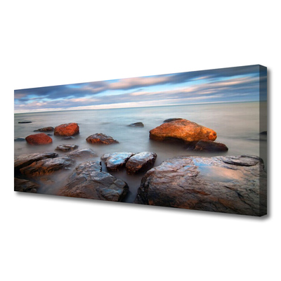 Canvas Wall art Stones sea landscape grey yellow blue