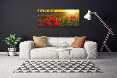 Canvas Wall art Meadow flowers nature red green