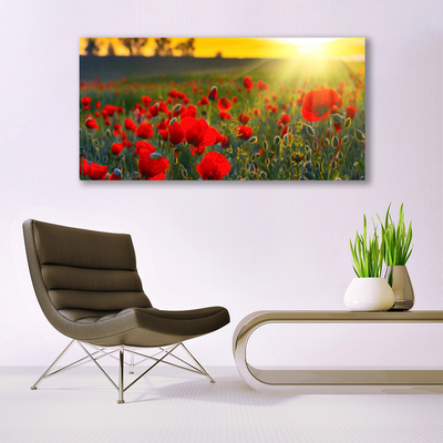 Canvas Wall art Meadow flowers nature red green