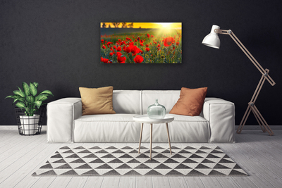 Canvas Wall art Meadow flowers nature red green