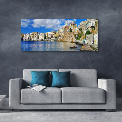 Canvas Wall art City sea architecture brown blue