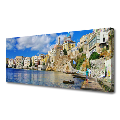 Canvas Wall art City sea architecture brown blue