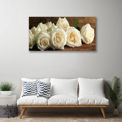 Canvas Wall art Roses floral white