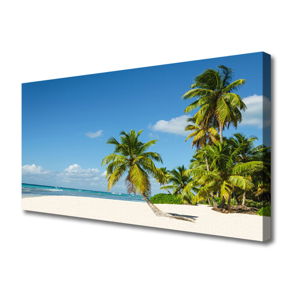 Canvas Wall art Beach palm trees landscape brown green