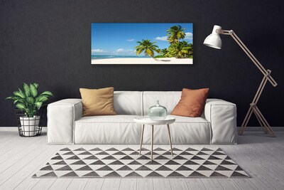 Canvas Wall art Beach palm trees landscape brown green