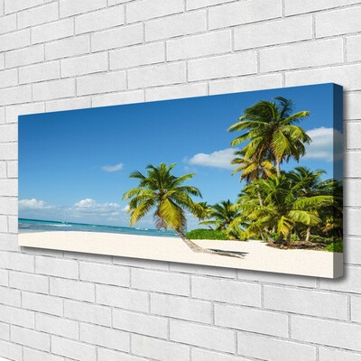 Canvas Wall art Beach palm trees landscape brown green