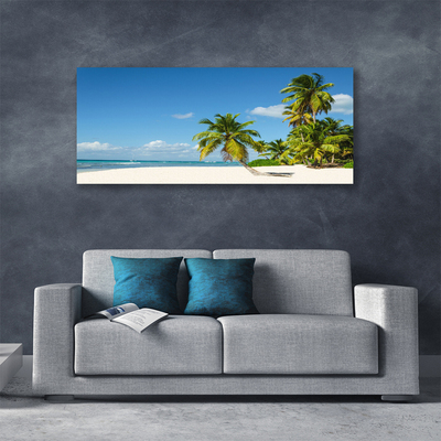 Canvas Wall art Beach palm trees landscape brown green