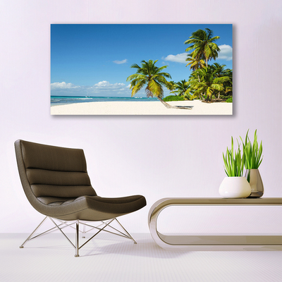 Canvas Wall art Beach palm trees landscape brown green