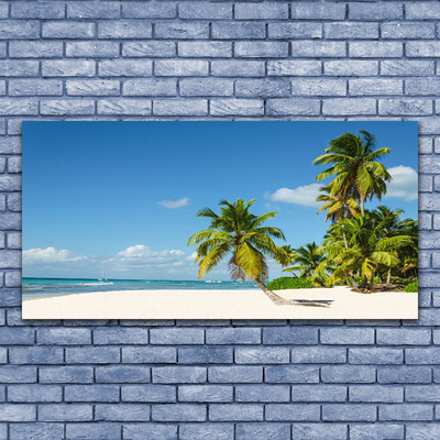 Canvas Wall art Beach palm trees landscape brown green