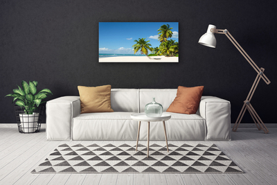 Canvas Wall art Beach palm trees landscape brown green