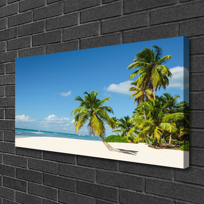 Canvas Wall art Beach palm trees landscape brown green