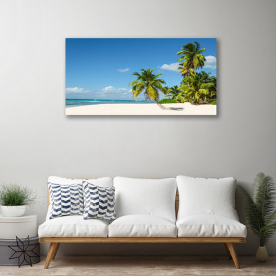 Canvas Wall art Beach palm trees landscape brown green