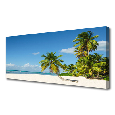 Canvas Wall art Beach palm trees landscape brown green