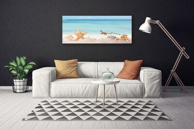 Canvas Wall art Sand starfish bottle art brown beige