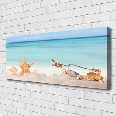 Canvas Wall art Sand starfish bottle art brown beige