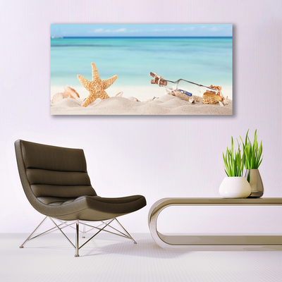 Canvas Wall art Sand starfish bottle art brown beige